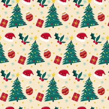 Imagem de Papel De Parede Adesivo Árvore Natalina Amarelo Decorativo - LRP