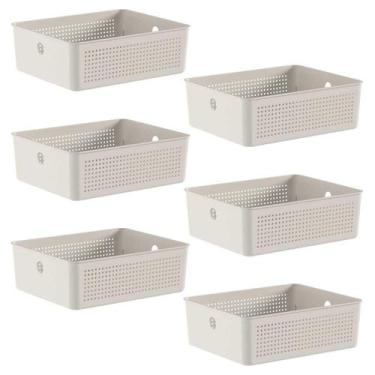 Imagem de 6x Cestos 5,4L Organizador OU Flow Bege 9cm x 22cm x 27cm