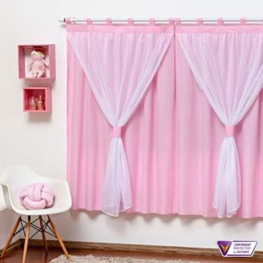 Imagem de Cortina Varão Simples Quarto de Bebê e Criança Menina 2,00 mX1,70 m Ro