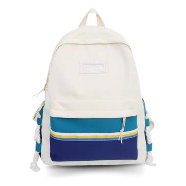 Imagem de Mochila Unissex Escolar Lona Grande Reforçada  - Alwy, Branco