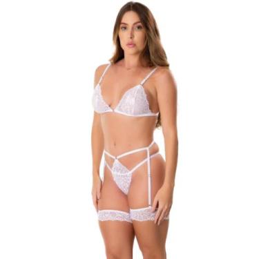 Imagem de Conjunto De Lingerie Gladiadora Completo Feminino Renda Luxo Fantasia 