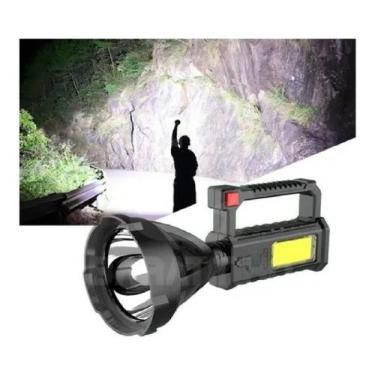 Imagem de Lanterna Holofote Mão Recarregavel   Suporte Tripe Camping - Lanterna 