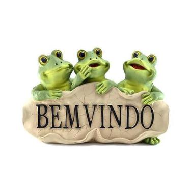 Imagem de Sapo Trio Bem Vindo Jardim Decoração Resina Resiste Ao Tempo - Mahalo 