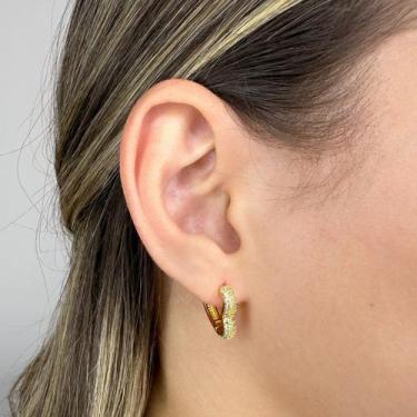 Imagem de Brinco Coração Médio 2 Fileiras de Zircônias Banhado em Ouro 18k - Ana