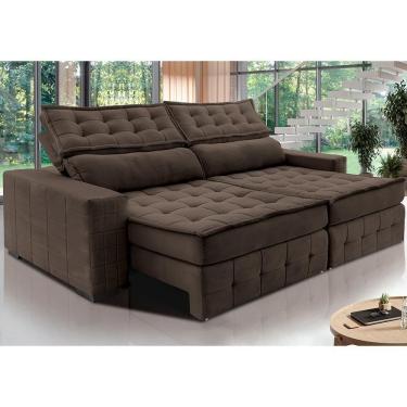 Imagem de Sofá Retrátil E Reclinável 2,55M Cama Inbox Big Puffer Com Softgel D40 Velupluma Café