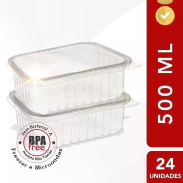 Imagem de Pote retangular 500ml c/24 und freezer e microondas marmita fit porçõe