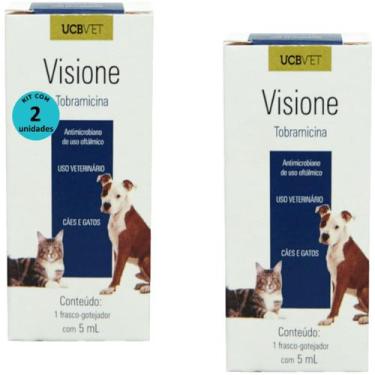 Imagem de Visione Colírio Tobramicina 5ml Para Cães e Gatos ucbvet Kit Com 2