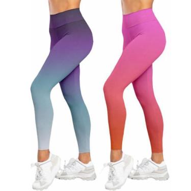 Imagem de Kit 2 Calça Legging Fitness Academia Degrade Caminhada Estampada Funci