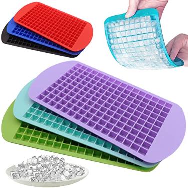 Imagem de Mini bandejas de cubo de gelo de silicone, pacote com 3, 160 moldes de gelo triturados de fácil liberação para refrescar coquetéis de uísque, recipientes flexíveis empilháveis e duráveis, sem BPA