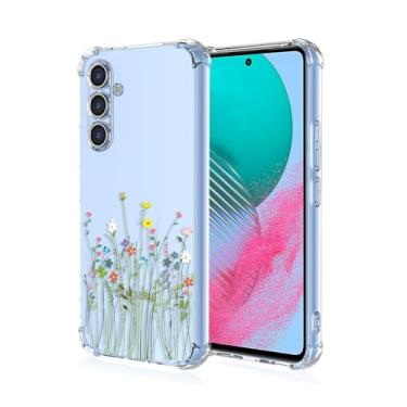 Imagem de RRXSYXL Capa para celular Samsung M54 com estampa floral transparente, proteção à prova de choque, capa de TPU macio para Samsung Galaxy M54, flores silvestres