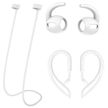 Imagem de JNSA Conjunto antiderrapante antiperda compatível com Galaxy Buds3, pulseira Galaxy Buds3 + Galaxy Buds3 Ear Hook 2 conjuntos (3 em 1), branco