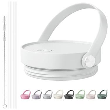 Imagem de Tampa de substituição isolada para copo Stanley 1,134 g, compatível com Stanley Quencher H2.0 FlowState Tumbler, com alça de silicone macio e canudos (geada)