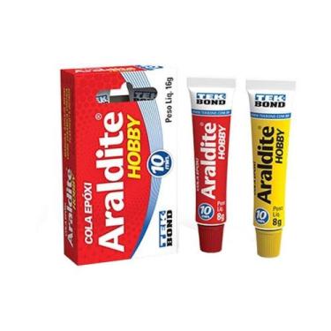 Imagem de Cola Araldite Hobby 23g Tek Bond, Resina Azulada e Endurecedor Amarelo