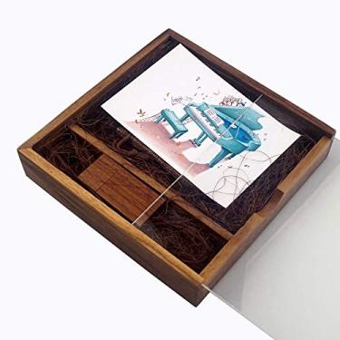 Imagem de Flash Drive USB 2.0 de madeira de 16 GB USB de nogueira com caixa de presente (16 GB, USB de nogueira + YKL + DHH) da LONMAX