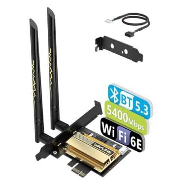 Imagem de WAVLINK 2024 Nova placa de rede WiFi 6E PCIe AX5400M adaptador sem fio AX210 Tri-Band com Bluetooth 5.3, MU-MIMO, WPA3, OFDMA, suporte de baixo perfil, dissipador de calor para Windows 10/11 PC