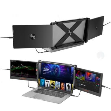 Imagem de Yunir Extensor de tela de laptop 11.6, extensor de monitor portátil FHD 1080p com suporte de couro para Windows, para OS X, Linux, Android, entrada USB tipo C