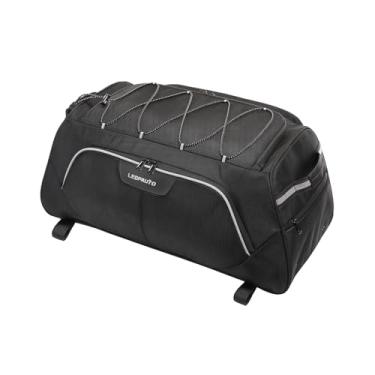 Imagem de Leopauto Bolsa de viagem de motocicleta à prova d'água grande capacidade bolsa de viagem para motocicleta, bolsa traseira de motocicleta com capa de chuva, preta