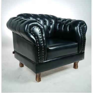Imagem de Poltrona Chesterfield Duque Corano Preto Sala Recepcao Barbearia - NOV