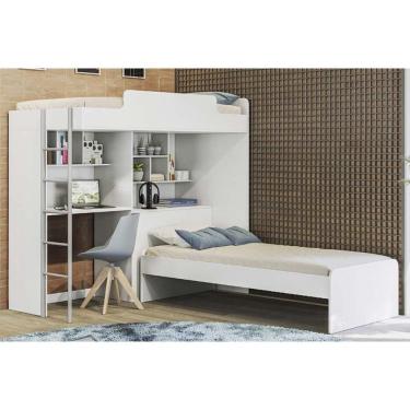 Imagem de Colchão Pérola (2un) + Beliche Office New Multifuncinal Branco