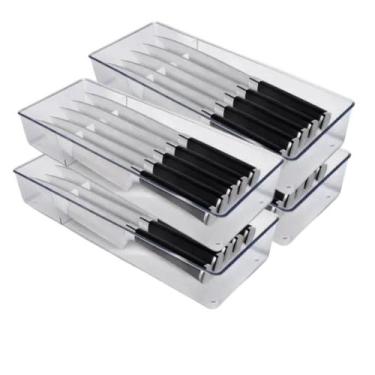 Imagem de Organizador de Armarios para Facas com 5 Divisórias Acrílico Kit 4 un 