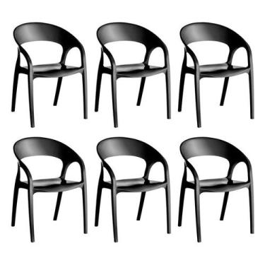 Imagem de Conjunto com 6 Cadeiras de Plástico Glass Preto - UZ Utilidades