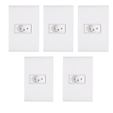 Imagem de Kit 5 Conjuntos 1 Tomada 20A Tramontina Liz Branca