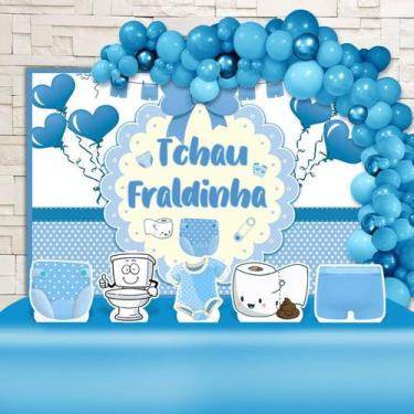 Imagem de Kit Festa Ouro Tchau Fraldinha Azul - IMPAKTO VISUAL