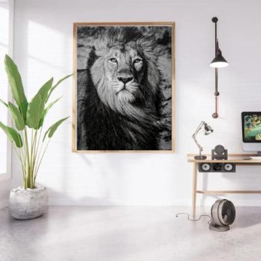 Imagem de Quadro Decorativo com Moldura 50x70 para Sala Imagem Leão - Londrinort