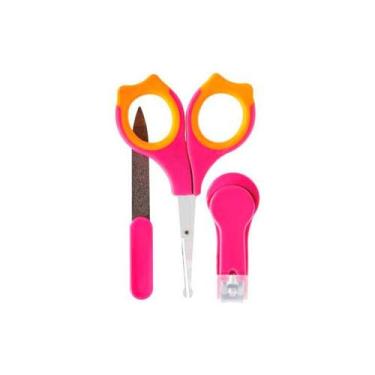 Imagem de Kit Cortador De Unhas Infantil Bebê Tesoura Lixa Rosa Menina - Buba