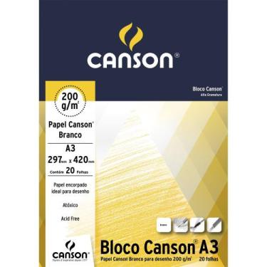 Imagem de Bloco de Papel Canson Branco 200g A3 20 Folhas