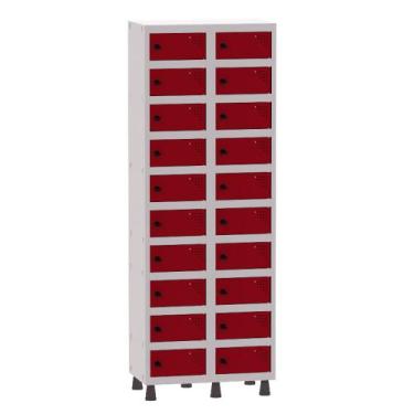 Imagem de Armário Porta Objetos de Aço 2 Vãos 20 Portas Pitão Pandin 1,90 m Cinz