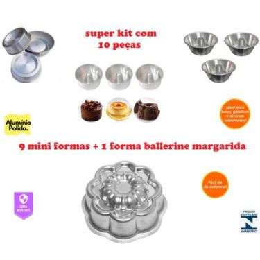 Imagem de Kit De 9 Formas Minis Bolos Piscina Pudins Ballerine Bolos Baby e 1 Fo