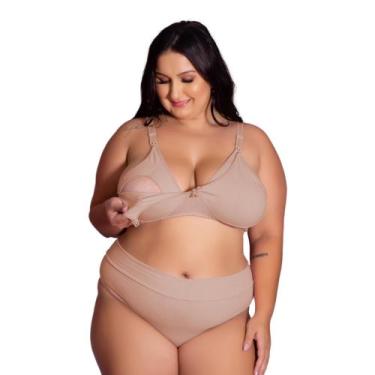 Imagem de Conjunto Sutiã e Calcinha Cotton Amamentação Plus Size Tamanho Grande 