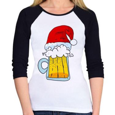 Imagem de Baby Look Raglan Merry Beer Manga 3/4 - Foca na Moda, Branco, Preto, G