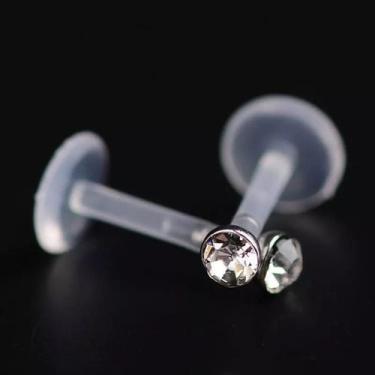 Imagem de Piercing Bioplast Tragus, boca Labret Pt De Luz Aço  Zirconia 8mm - Cr