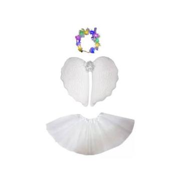 Imagem de Fantasia Anjo Infantil Com Coroa led e Asa Ballet Branco - MC Presente