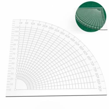 Imagem de Régua Precisão Ângulos Transferidor Em Acrílico Corte Costura Modelage
