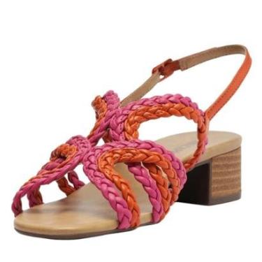 Imagem de Sandália Tiras Trançadas Natural Salto Dourada-Feminino