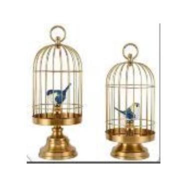 Imagem de Conjunto Esculturas Gaiolas c Passaros Decorativos Formosa - LUXdécor 