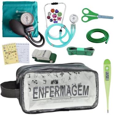 Imagem de Kit Academico Enfermagem Esfigmomanometro Aparelho de Pressao Estetosc