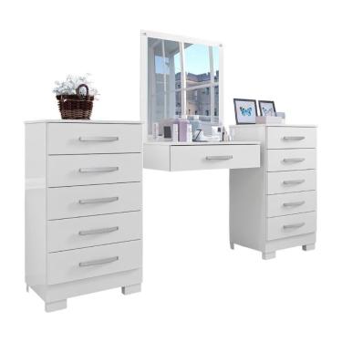 Imagem de Conjunto Para Quarto De Cômodas E Penteadeira Pétala Branco