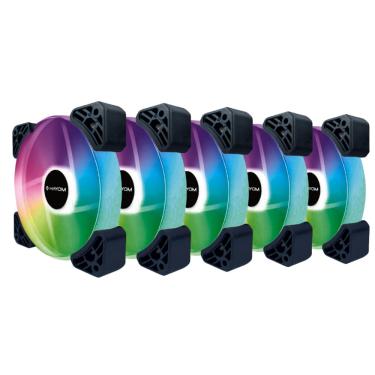Imagem de Kit 5 Cooler Fan Hayom FC1306 RGB 120mm 12cm S/Controladora - FC1306