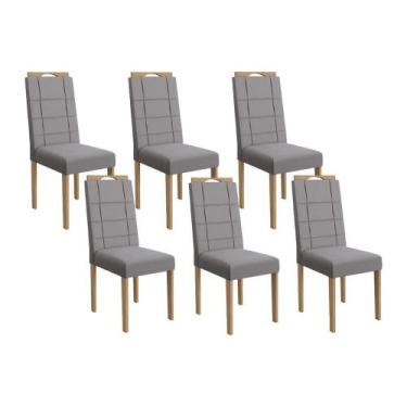 Imagem de Cadeira de Cozinha 2CAD150EA Kit 6 Un Eucalipto/Suede Cinza Titanio A0