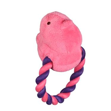 Imagem de Peeps for Pets Brinquedo de puxar com corda de pintinho de pelúcia para cães - rosa/roxo