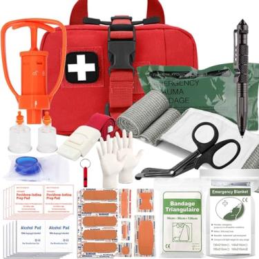 Imagem de VIIDOO Kit para Picada de Cobra, Kit para Picada de Abelha, Kit para Trauma Ifak para Cinto de Serviço, Kit Ifak de Controle de Sangramento de Primeiros Socorros de Emergência Tática, Bomba de Sucção