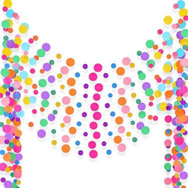 Imagem de Outus Guirlanda redonda de papel colorido, guirlanda de doces, pendurada, arco-íris, bolinhas, confetes, pano de fundo para aniversário, candyland, cupcake, granulado, Páscoa, mala de casamento ou