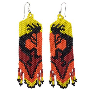 Imagem de Brincos feitos à mão com contas Kokopelli, Vidro