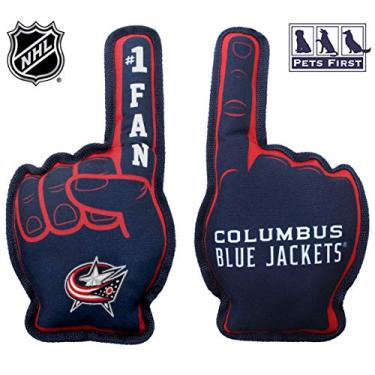 Imagem de Pets First NHL Columbus Blue Jackets #1 Brinquedo de fã para cães e gatos. Melhor brinquedo de PET resistente com squeaker interno. Brinquedo de cachorro premium número um para mastigadores e fãs de