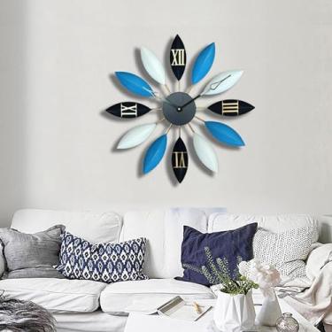 Imagem de Relógio de parede, decoração de folha de metal grande europeu artesanato industrial folhas de ferro casa sala de estar café bar decoração de folhas