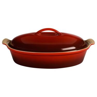 Imagem de Le Creuset Caçarola oval coberta de grés Heritage, 35,5 cm (14"), Cereja